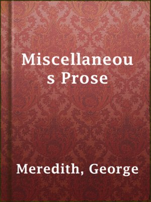 cover image of Miscellaneous Prose